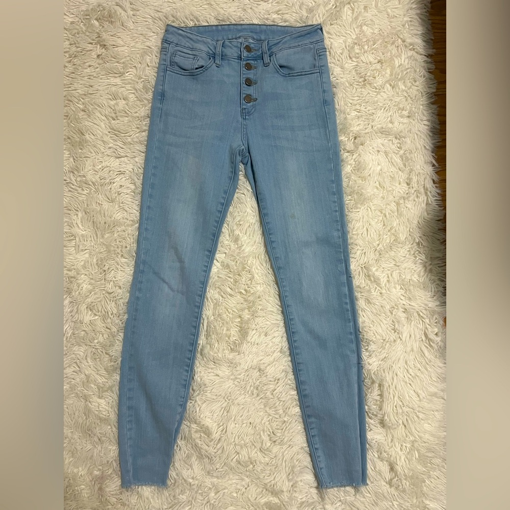 Just Black Denim Light Denim Snap Up Jeans